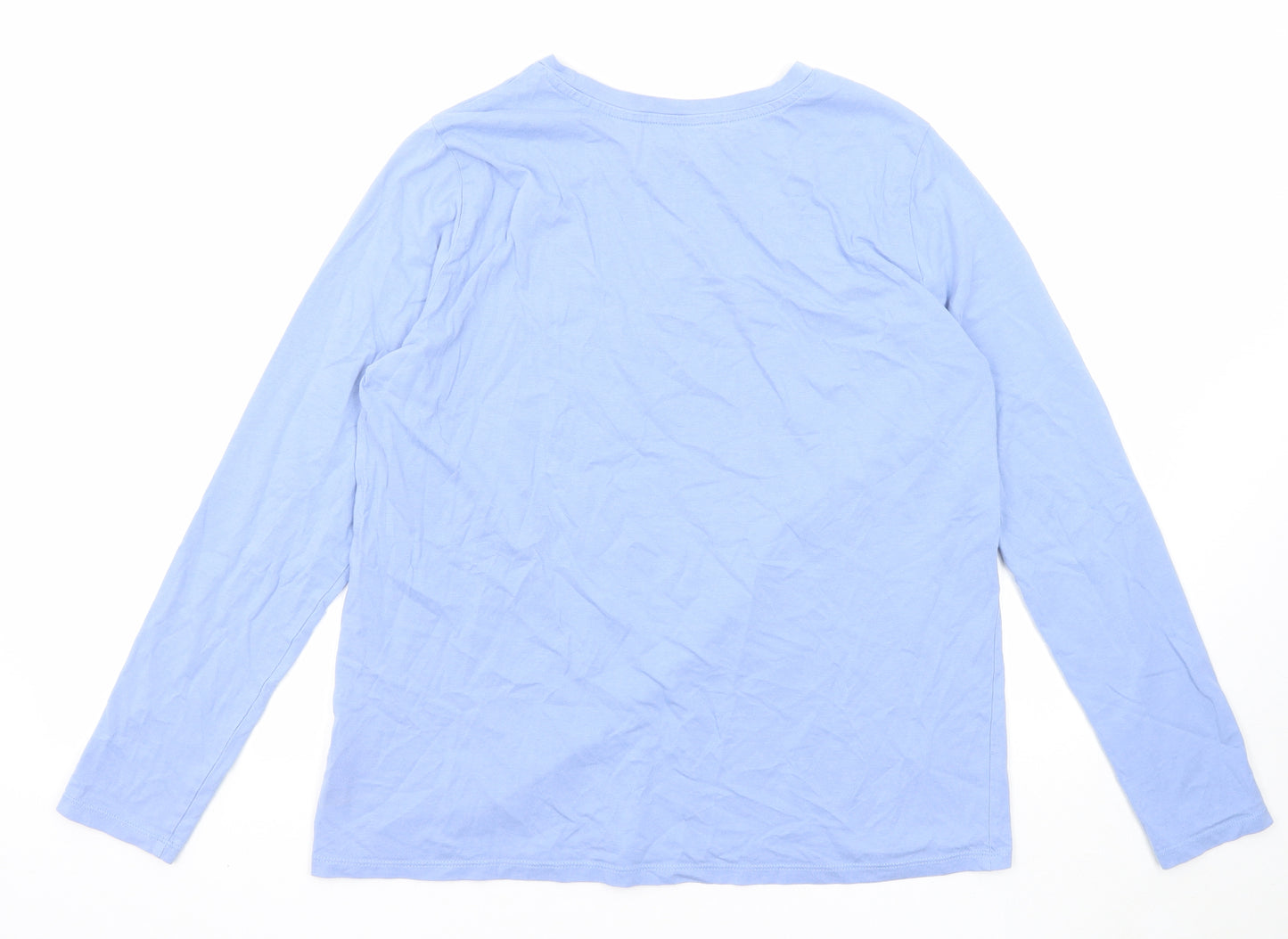 Marks and Spencer Womens Blue Cotton Basic T-Shirt Size 14 Crew Neck