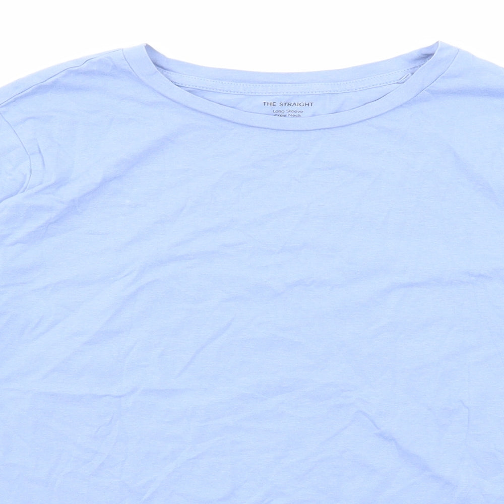 Marks and Spencer Womens Blue Cotton Basic T-Shirt Size 14 Crew Neck