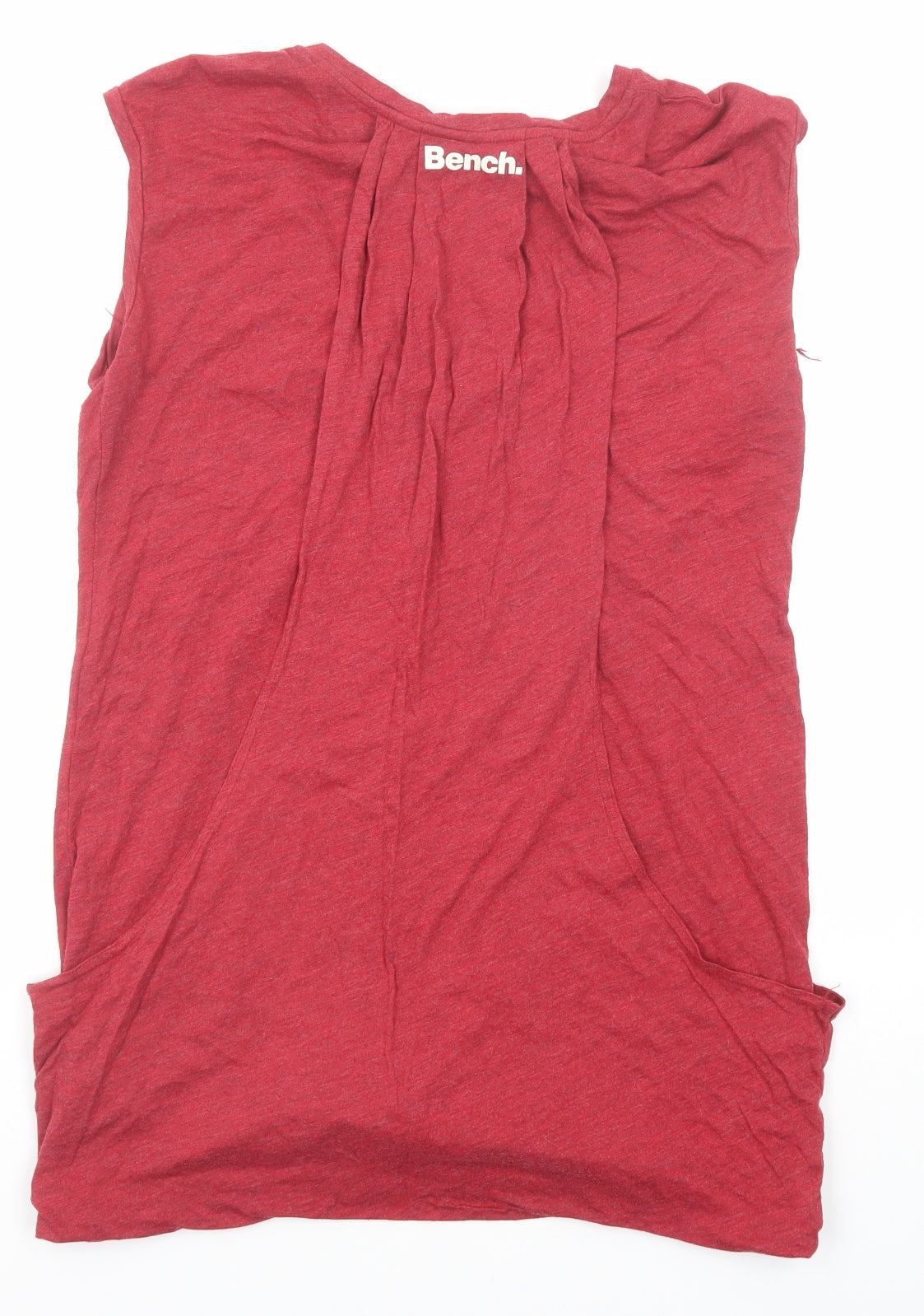 Bench Womens Red Cotton Basic T-Shirt Size XL Scoop Neck