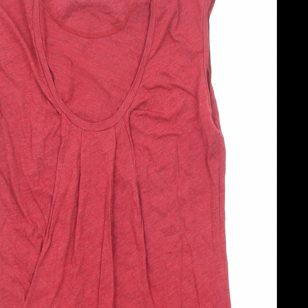 Bench Womens Red Cotton Basic T-Shirt Size XL Scoop Neck