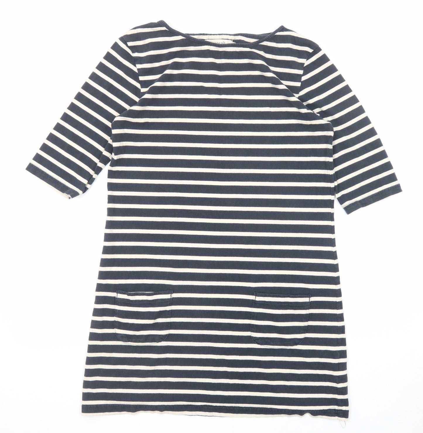 Seasalt Womens Blue Striped Cotton A-Line Size 12 Boat Neck Pullover