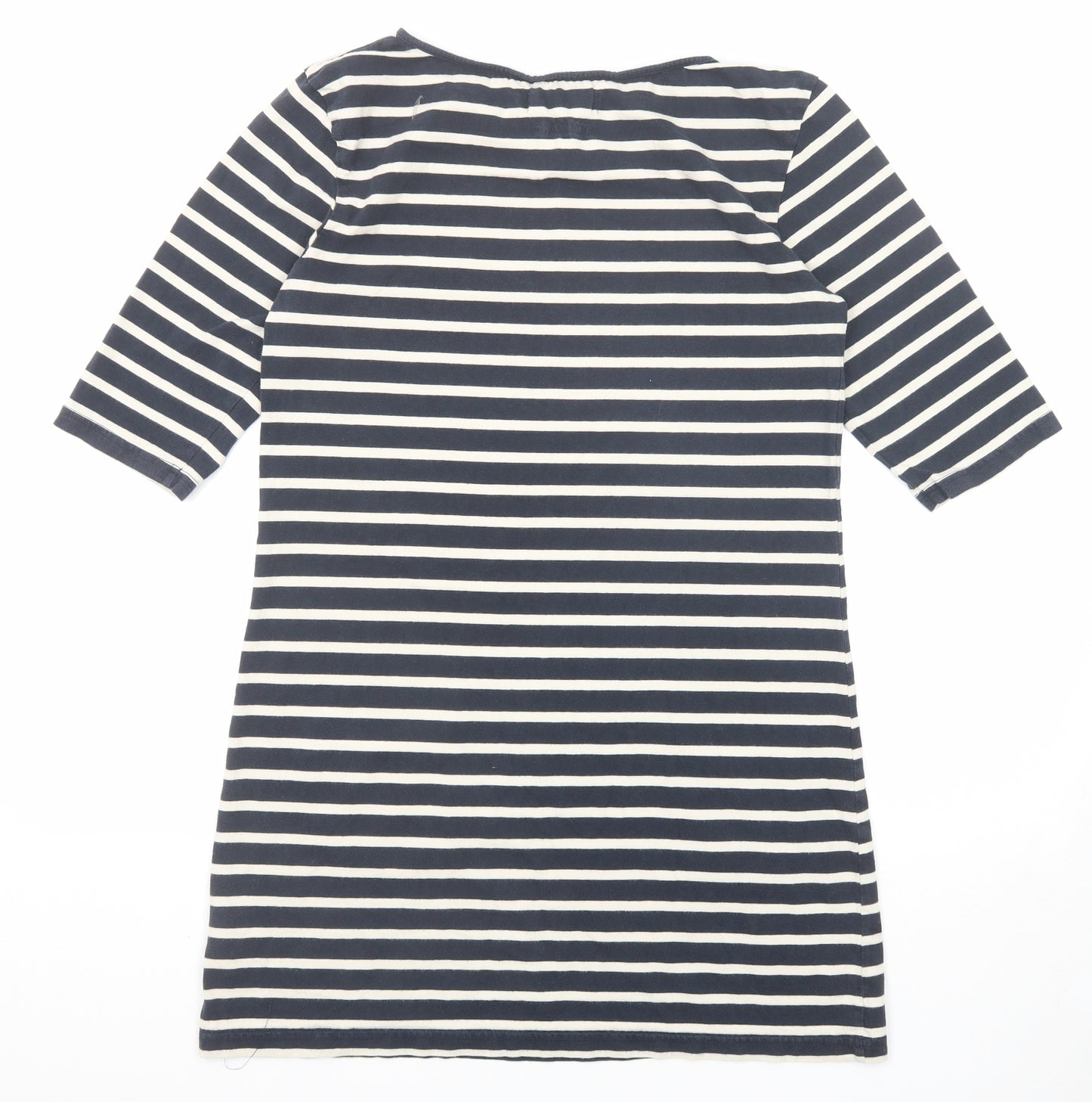 Seasalt Womens Blue Striped Cotton A-Line Size 12 Boat Neck Pullover