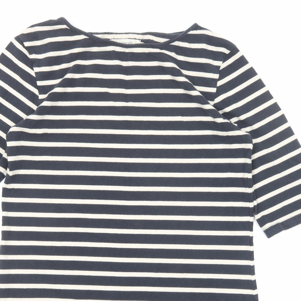 Seasalt Womens Blue Striped Cotton A-Line Size 12 Boat Neck Pullover