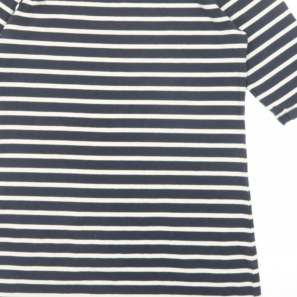 Seasalt Womens Blue Striped Cotton A-Line Size 12 Boat Neck Pullover