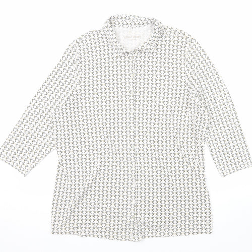Gerry Weber Womens Ivory Geometric Cotton Basic Button-Up Size 20 Collared