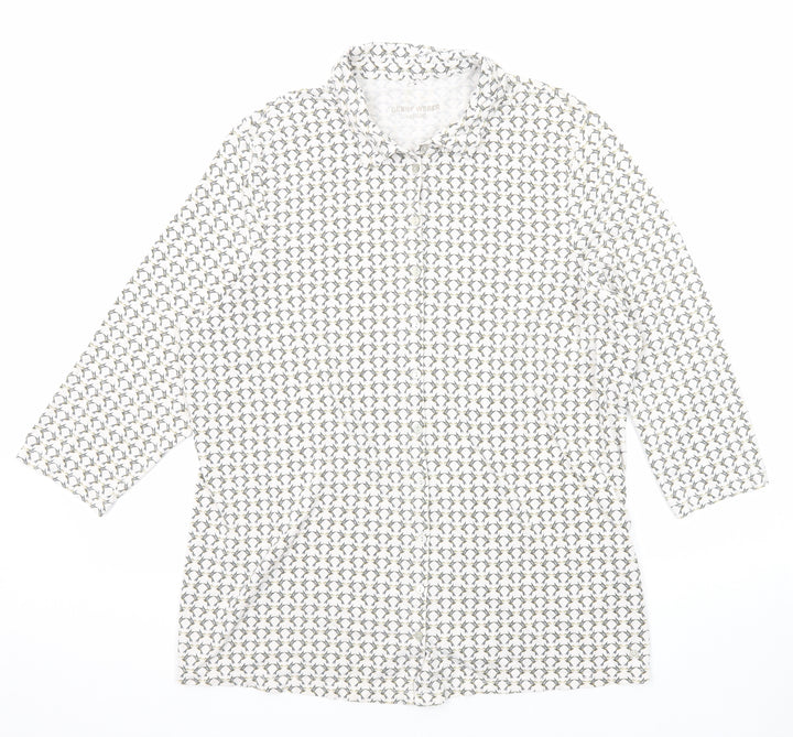 Gerry Weber Womens Ivory Geometric Cotton Basic Button-Up Size 20 Collared