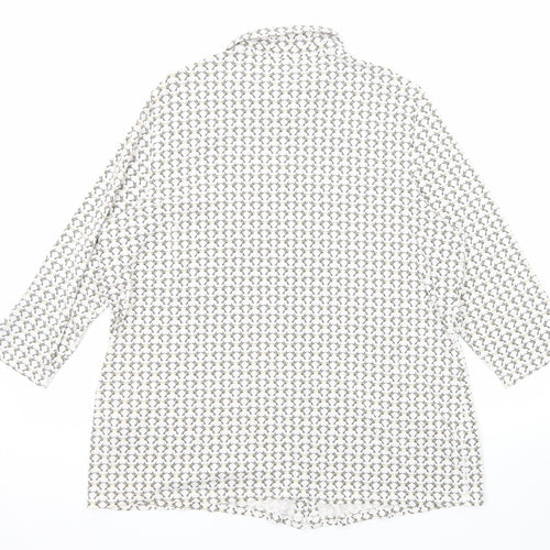 Gerry Weber Womens Ivory Geometric Cotton Basic Button-Up Size 20 Collared