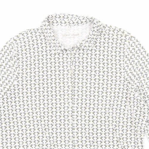 Gerry Weber Womens Ivory Geometric Cotton Basic Button-Up Size 20 Collared