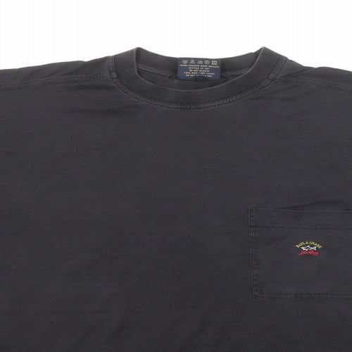 Paul & Shark Mens Black Cotton T-Shirt Size 4XL Round Neck