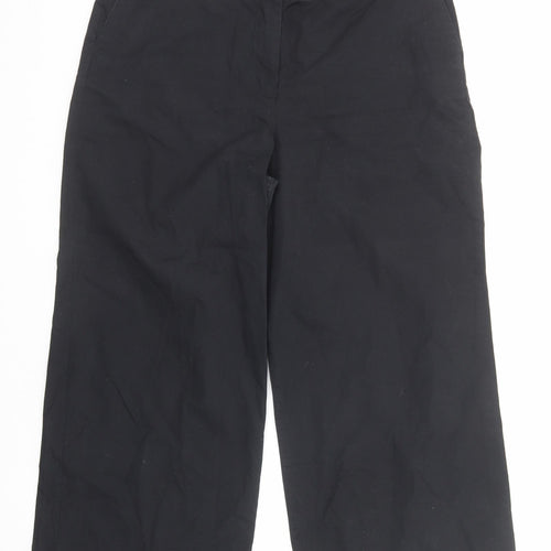 NEXT Womens Black Cotton Trousers Size 14 Regular Zip