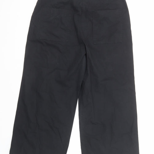 NEXT Womens Black Cotton Trousers Size 14 Regular Zip