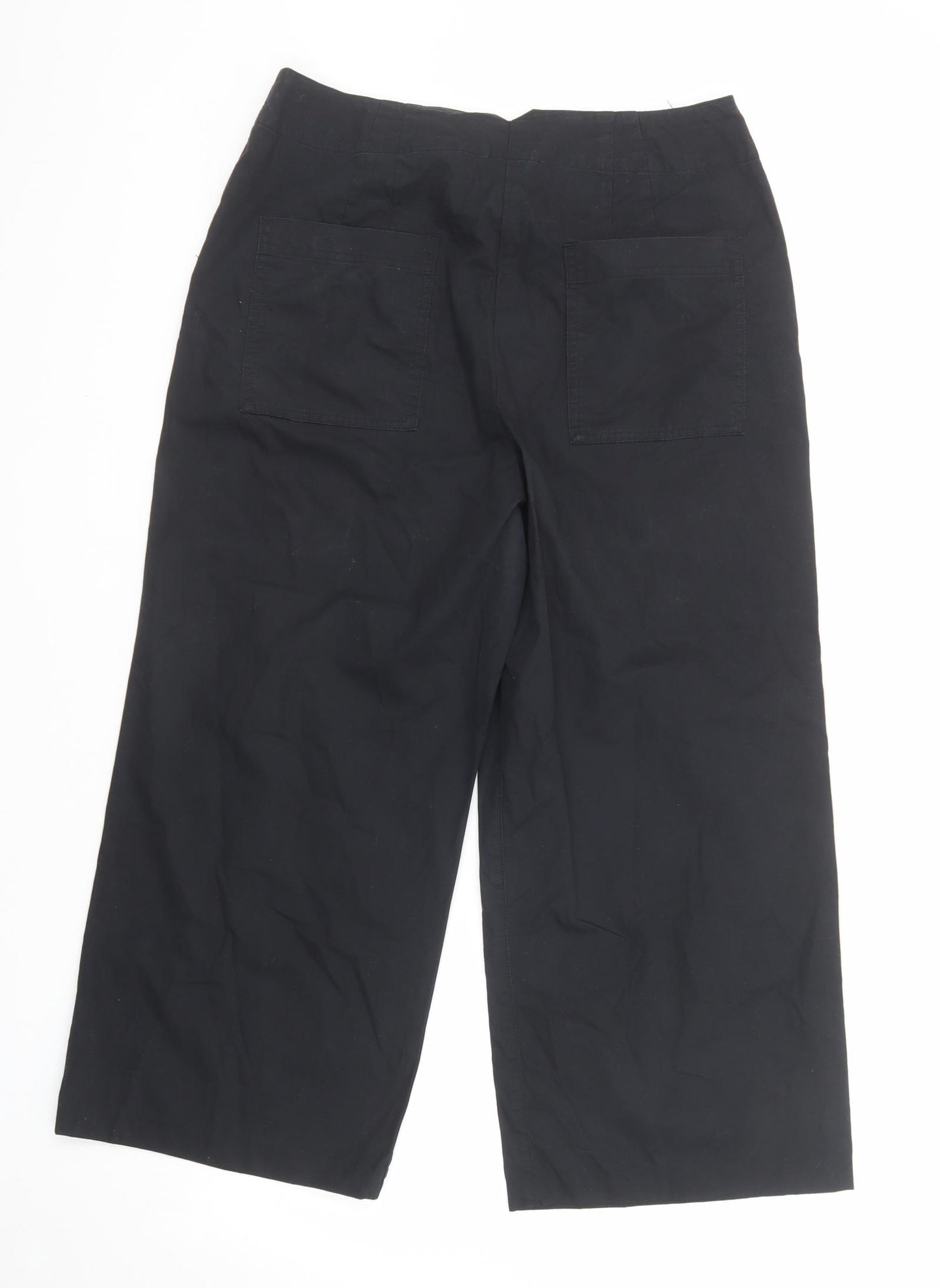 NEXT Womens Black Cotton Trousers Size 14 Regular Zip