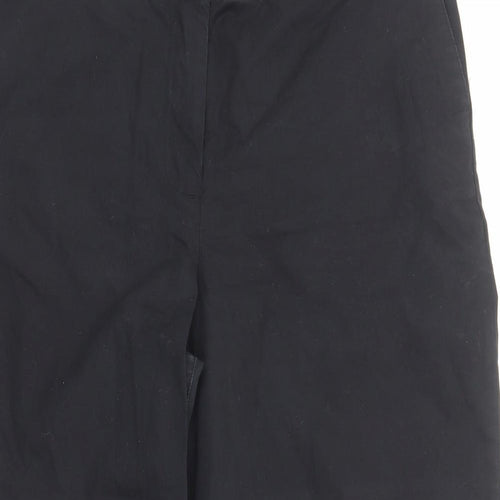 NEXT Womens Black Cotton Trousers Size 14 Regular Zip