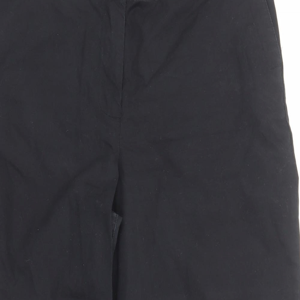 NEXT Womens Black Cotton Trousers Size 14 Regular Zip