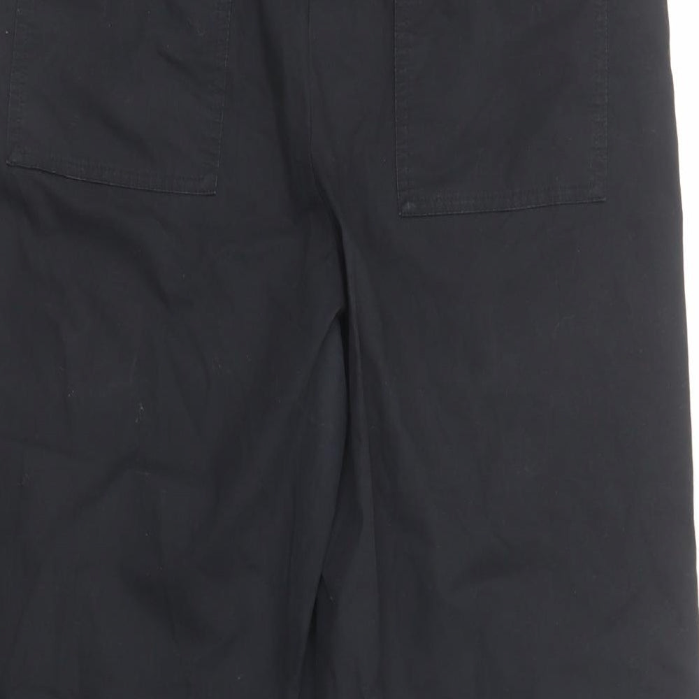 NEXT Womens Black Cotton Trousers Size 14 Regular Zip