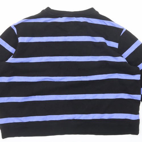 Marks and Spencer Womens Black Striped Cotton Pullover Sweatshirt Size XL Pullover