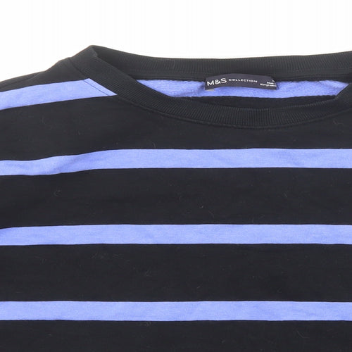 Marks and Spencer Womens Black Striped Cotton Pullover Sweatshirt Size XL Pullover