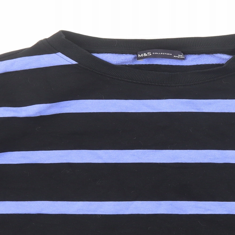 Marks and Spencer Womens Black Striped Cotton Pullover Sweatshirt Size XL Pullover