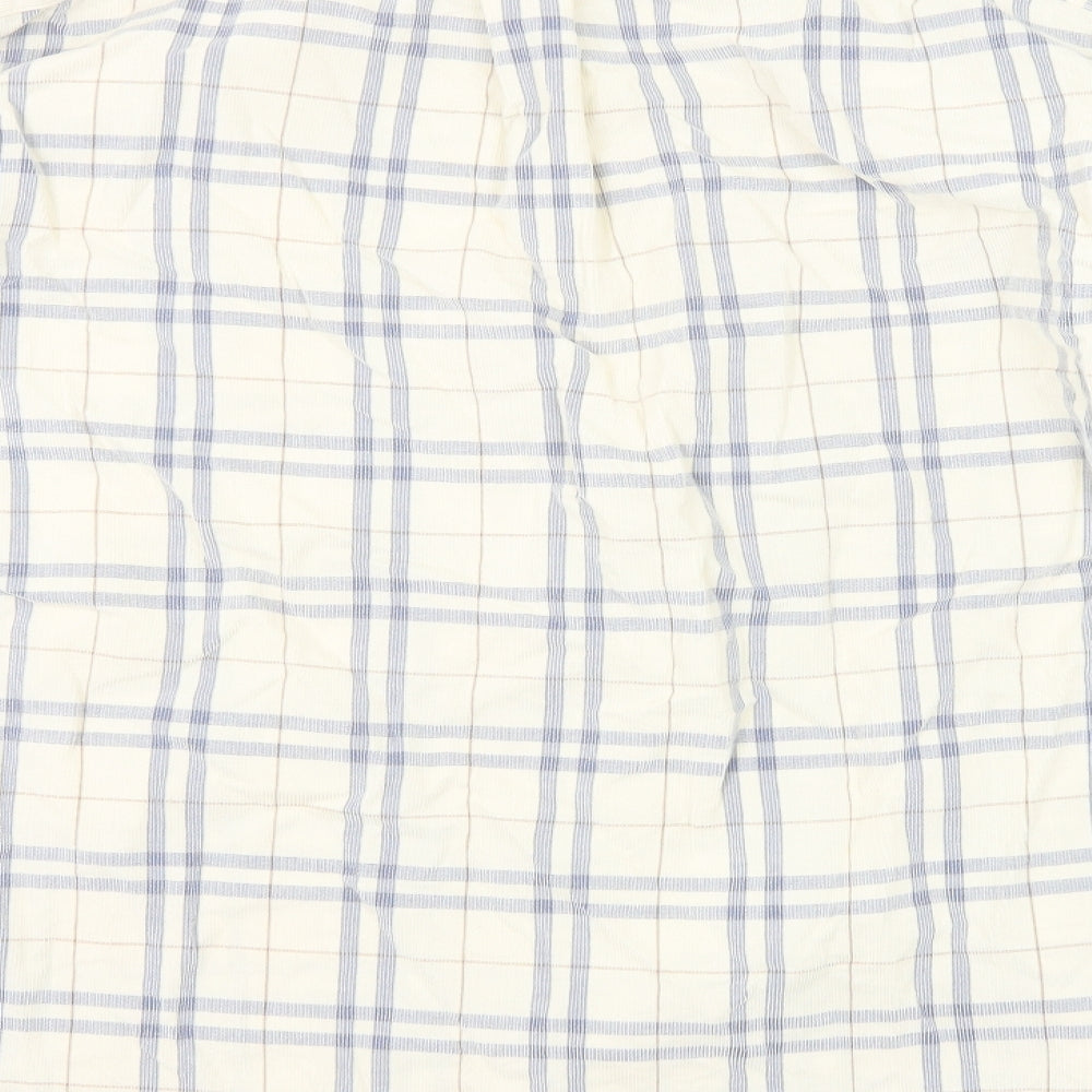 Marks and Spencer Mens Ivory Plaid Cotton Button-Up Size 3XL Collared Button