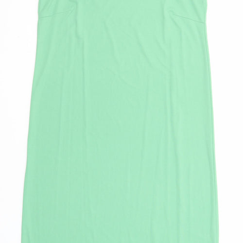 Marks and Spencer Womens Green Polyester Tank Dress Size 14 Square Neck Pullover