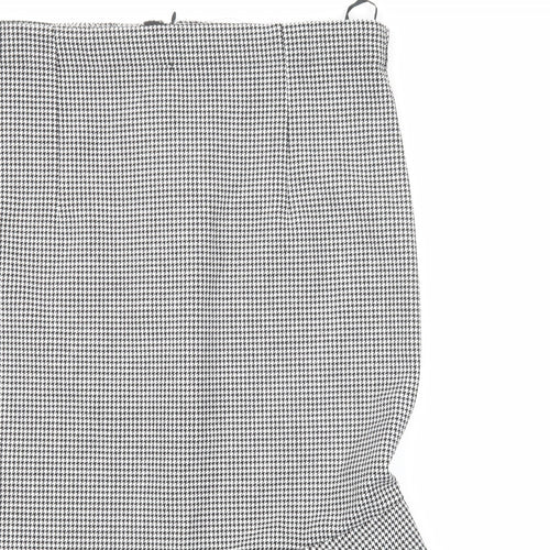 Marks and Spencer Womens Black Geometric Polyester Trumpet Skirt Size 18 Zip - Houndstooth Pattern