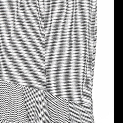 Marks and Spencer Womens Black Geometric Polyester Trumpet Skirt Size 18 Zip - Houndstooth Pattern
