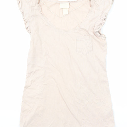 H&M Womens Pink Cotton Basic T-Shirt Size XS Scoop Neck