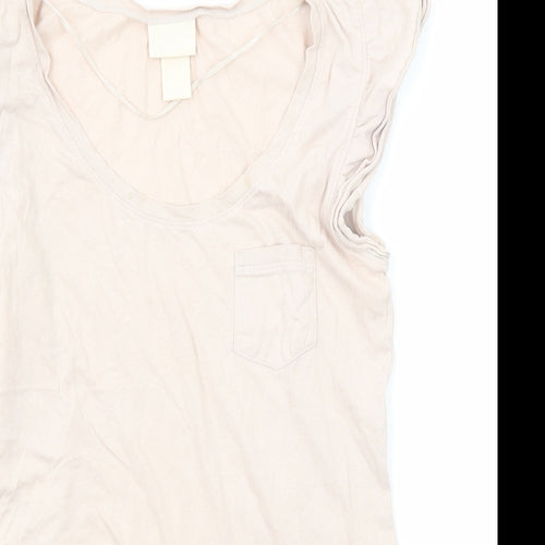 H&M Womens Pink Cotton Basic T-Shirt Size XS Scoop Neck