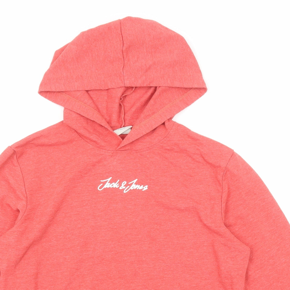 JACK & JONES Mens Red Polyester Pullover Hoodie Size M