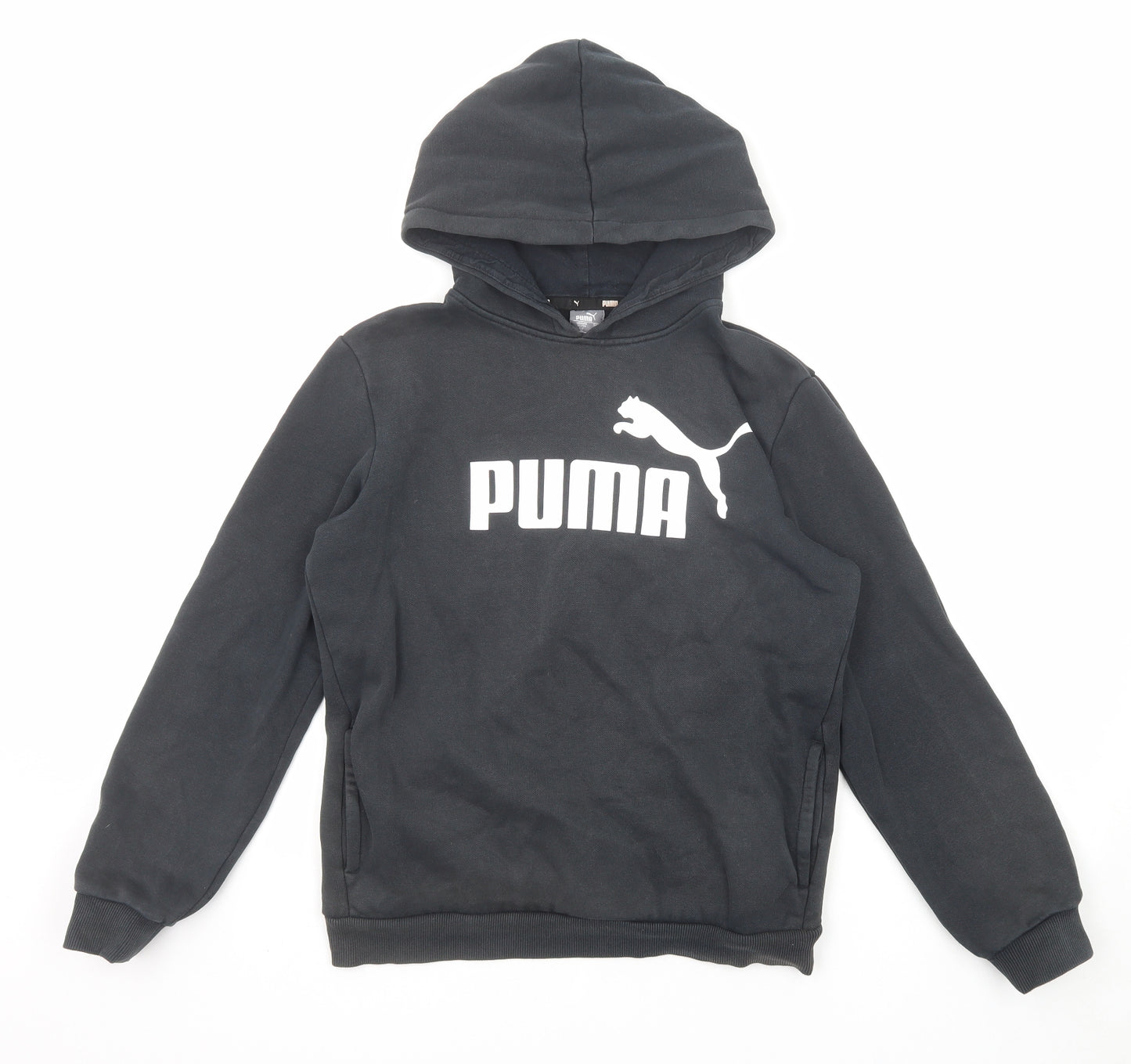 PUMA Boys Black Cotton Pullover Hoodie Size 13-14 Years Pullover