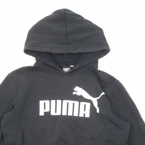 PUMA Boys Black Cotton Pullover Hoodie Size 13-14 Years Pullover