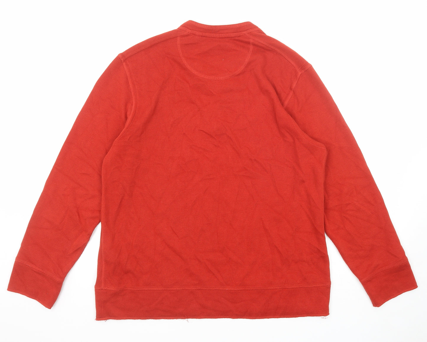 MANTARAY PRODUCTS Mens Orange V-Neck Cotton Pullover Jumper Size L Long Sleeve