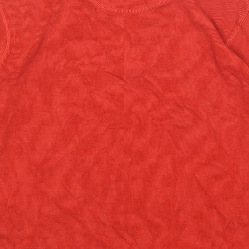MANTARAY PRODUCTS Mens Orange V-Neck Cotton Pullover Jumper Size L Long Sleeve