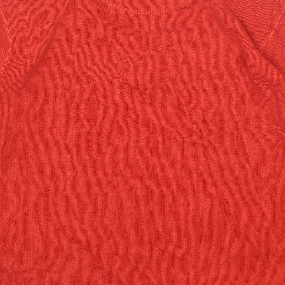MANTARAY PRODUCTS Mens Orange V-Neck Cotton Pullover Jumper Size L Long Sleeve
