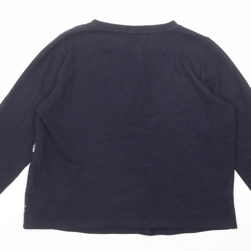 Marks and Spencer Womens Blue Round Neck Floral Polyester Pullover Jumper Size 14