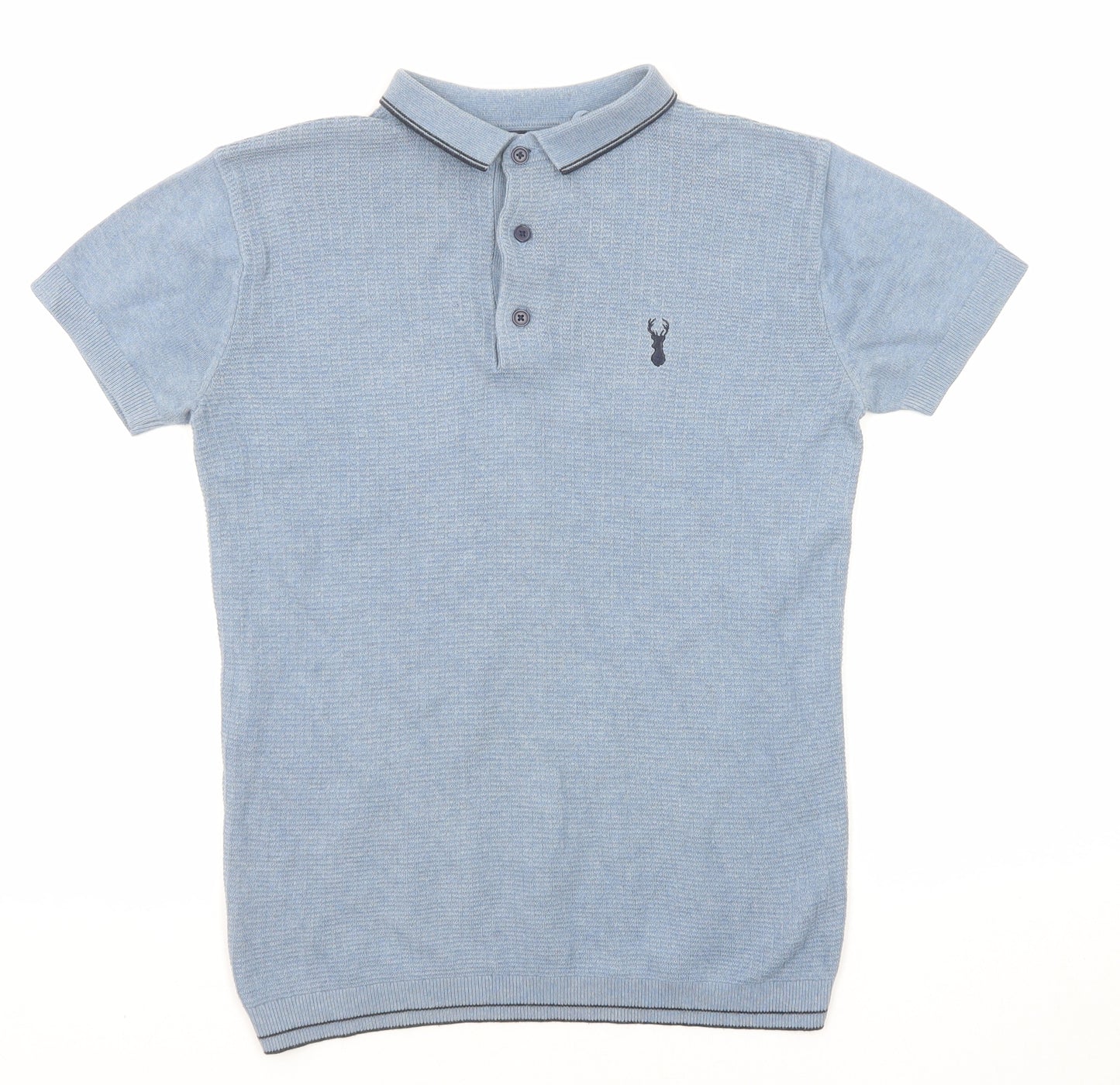 NEXT Boys Blue Cotton Basic Polo Size 12 Years Collared Button