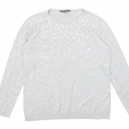 Bonmarché Womens Grey Round Neck Viscose Pullover Jumper Size 14