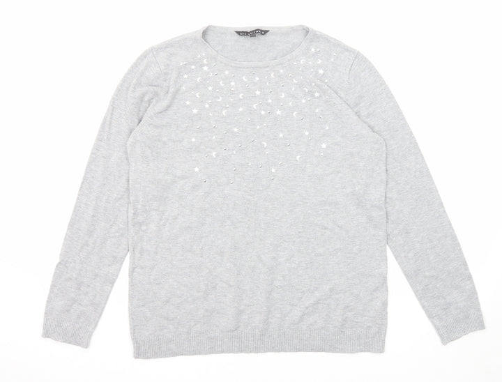 Bonmarché Womens Grey Round Neck Viscose Pullover Jumper Size 14
