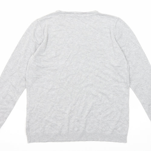 Bonmarché Womens Grey Round Neck Viscose Pullover Jumper Size 14