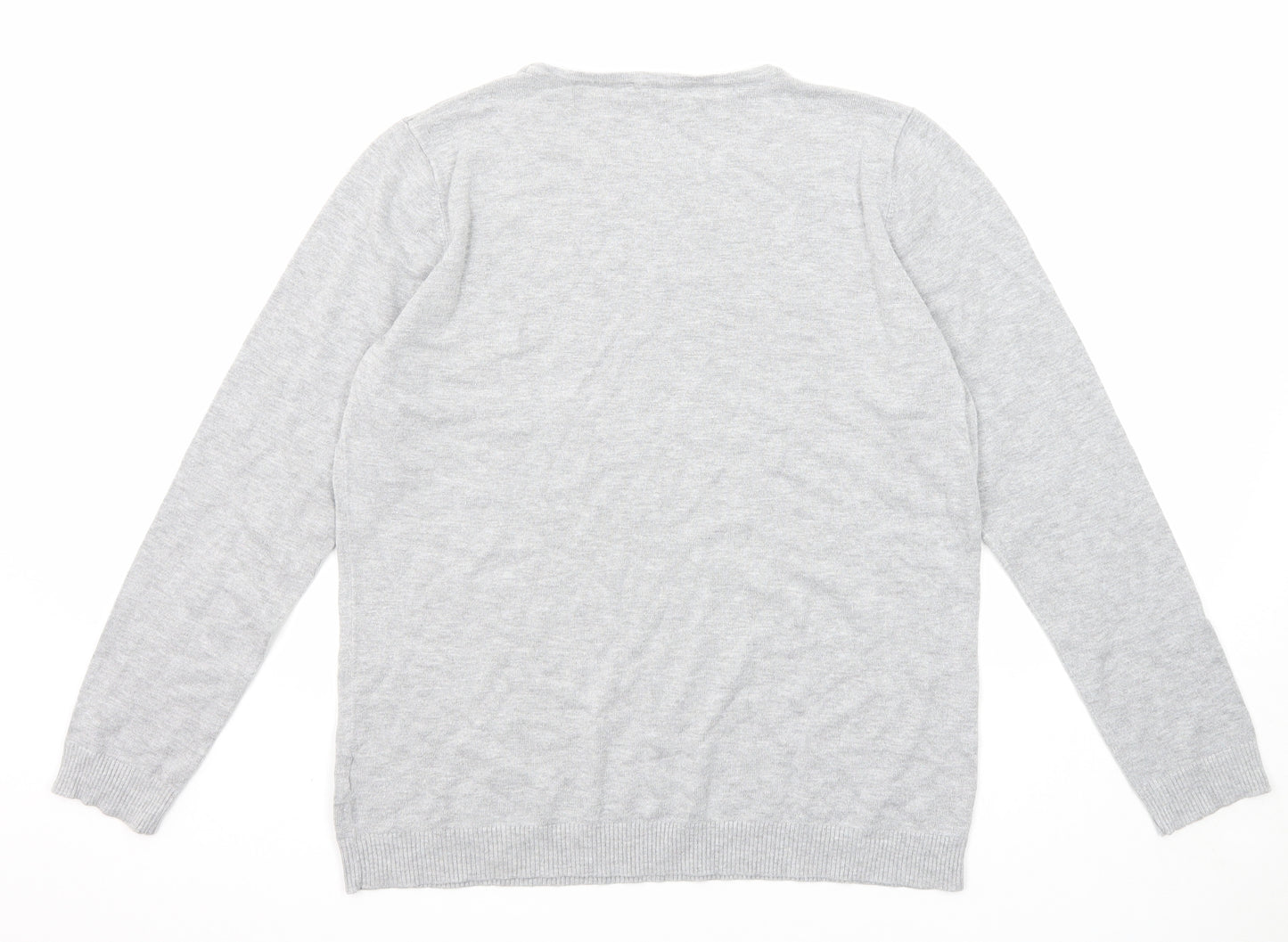 Bonmarché Womens Grey Round Neck Viscose Pullover Jumper Size 14