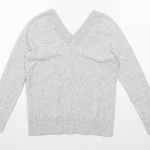 Portmans Womens Grey V-Neck Cotton Pullover Jumper Size XS