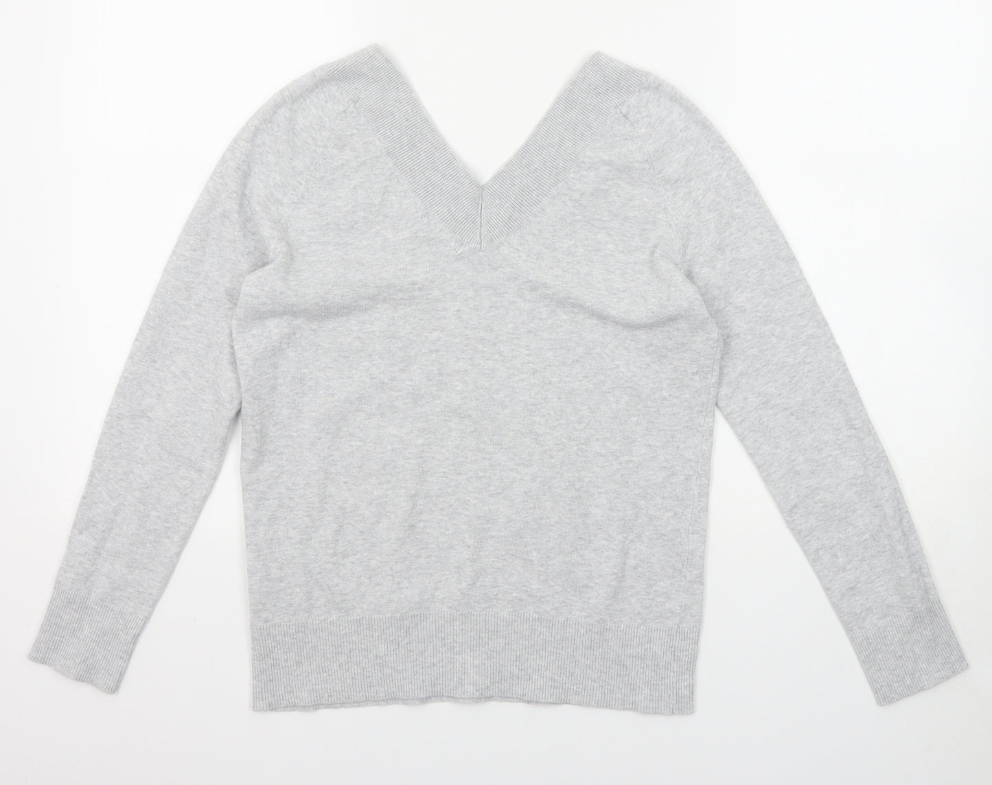 Portmans Womens Grey V-Neck Cotton Pullover Jumper Size XS