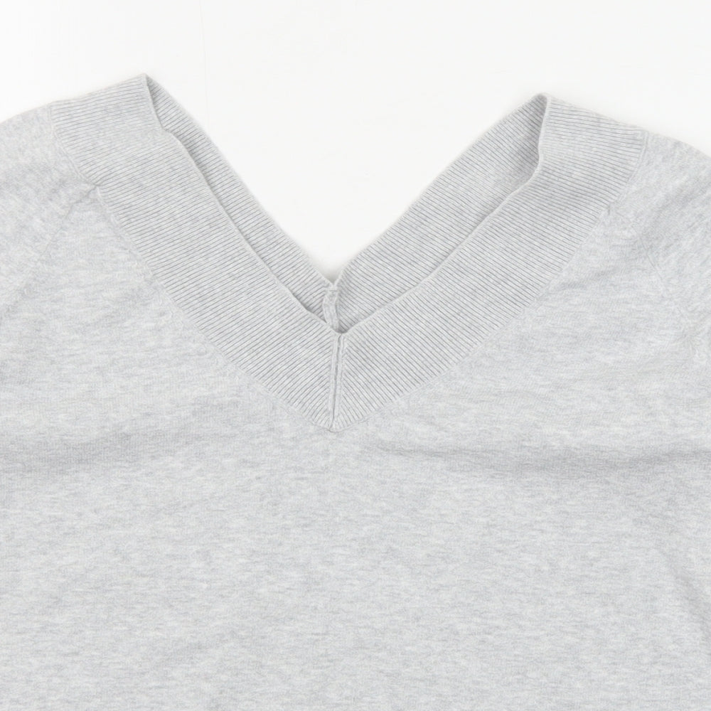 Portmans Womens Grey V-Neck Cotton Pullover Jumper Size XS
