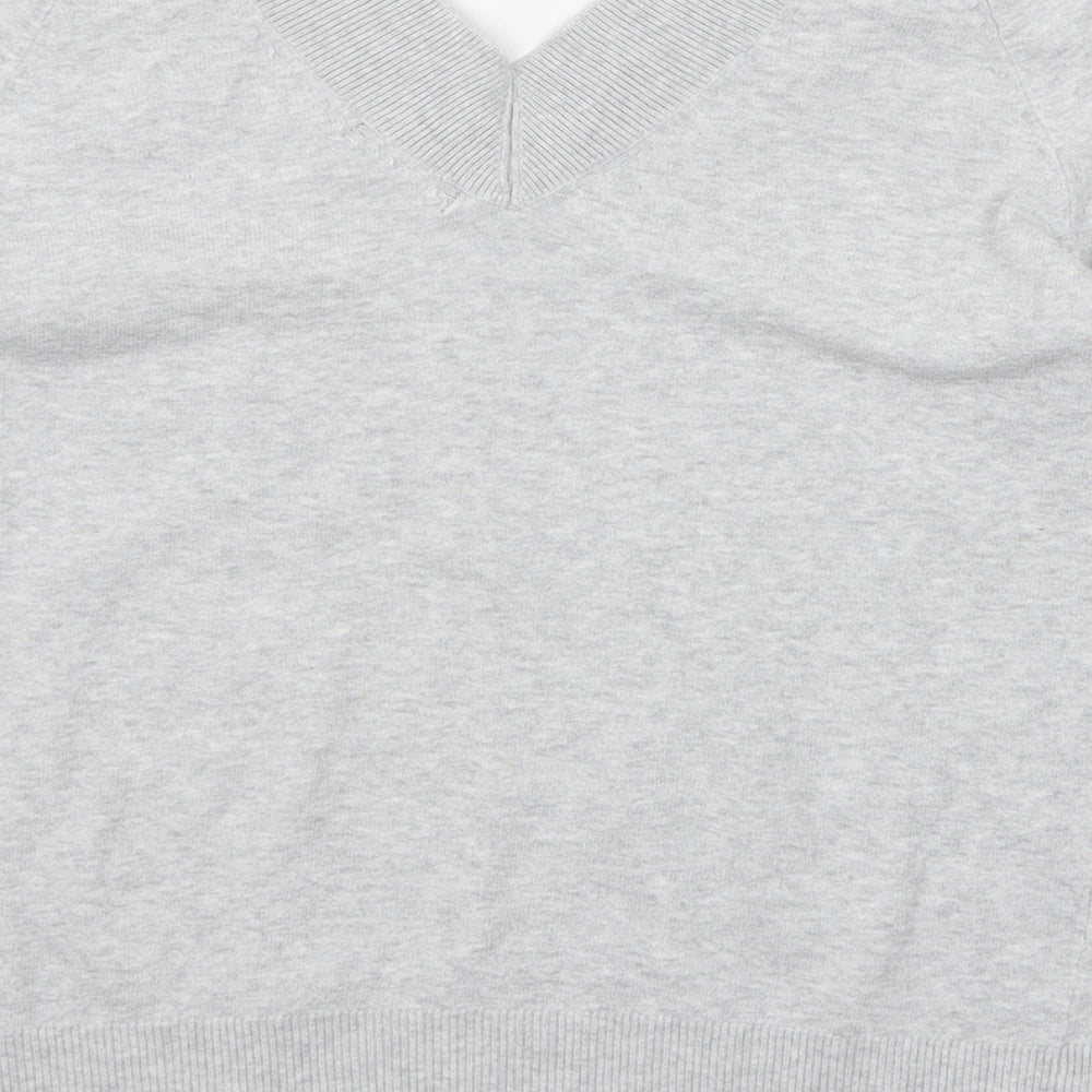 Portmans Womens Grey V-Neck Cotton Pullover Jumper Size XS