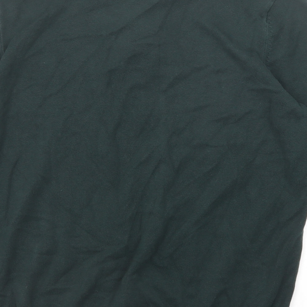 Marks and Spencer Mens Green Cotton Polo Size L Collared Button