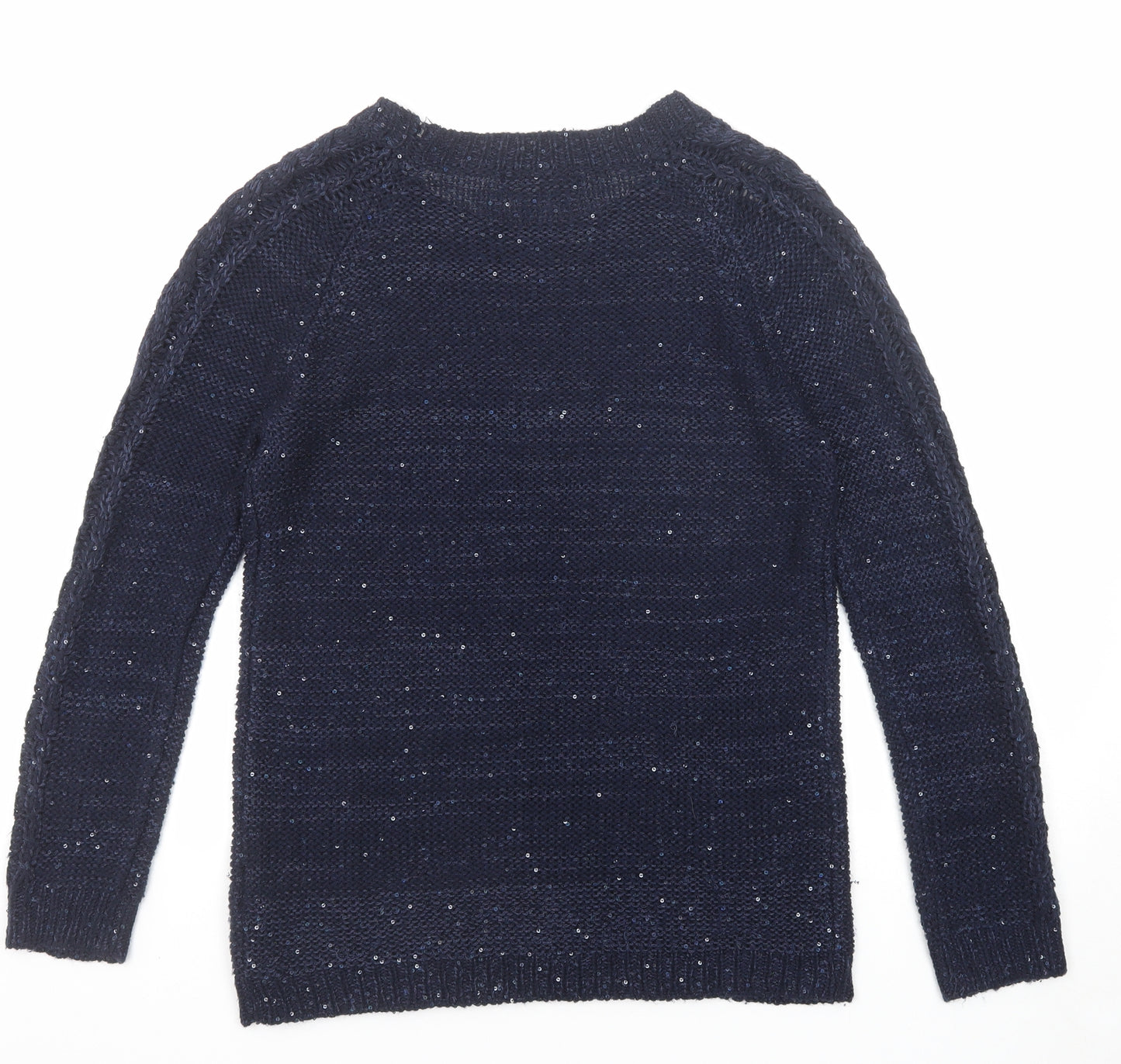 Marks and Spencer Womens Blue Round Neck Acrylic Pullover Jumper Size 12