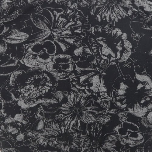 NEXT Womens Black Round Neck Floral Cotton Pullover Jumper Size 8