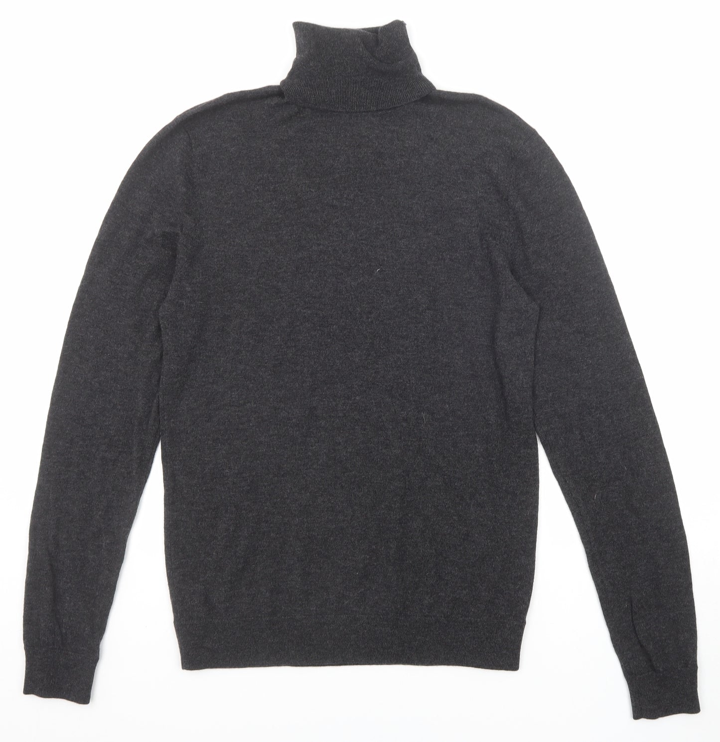 Kiin Mens Black Roll Neck Wool Pullover Jumper Size M Long Sleeve