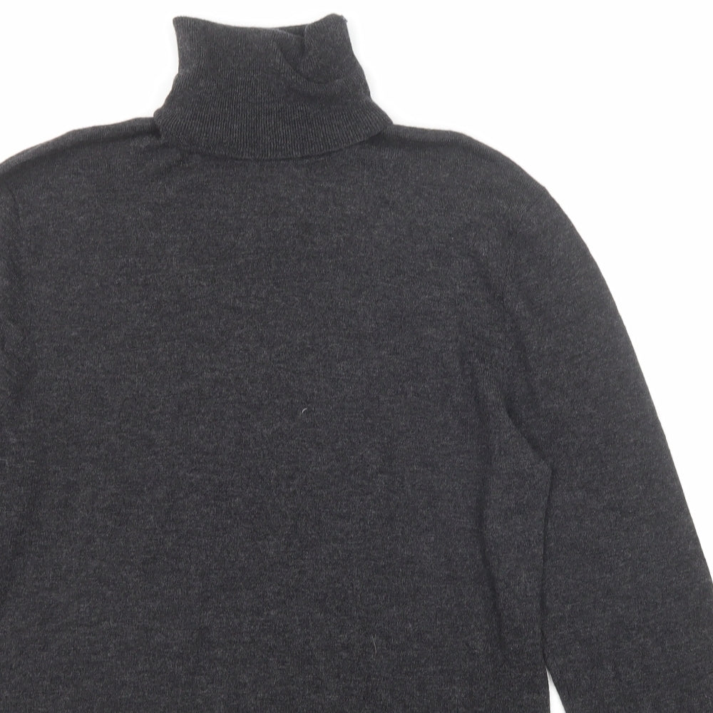Kiin Mens Black Roll Neck Wool Pullover Jumper Size M Long Sleeve