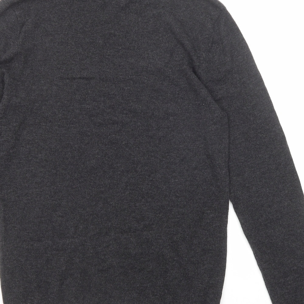 Kiin Mens Black Roll Neck Wool Pullover Jumper Size M Long Sleeve